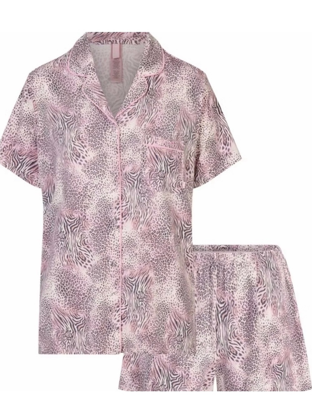 Skims Sleep Set Button Up Short Sleeve Top+ shorts size Large NWT SOLD OUT Bloom